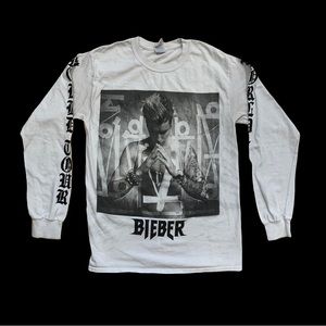 Justin Bieber Purpose World Tour Long Sleeve Merch White Shirt  Size S